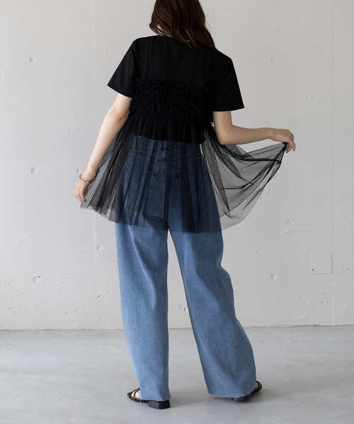 SETUP7(セットアップセブン)の「【SETUP7】フリルチュールドッキングTシャツ 224-841-6182(Tシャツ/カットソー・レディース・ホワイト/ブラック・FREE)」の11枚目の写真