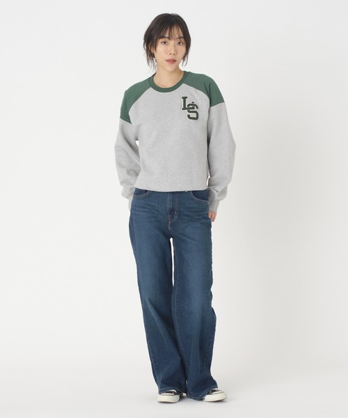 LIBEIRO グレー ロゴ入り 長袖カットソー S 別注》【Leminor/ルミノア】クレイジーボーダー：カットソー（T