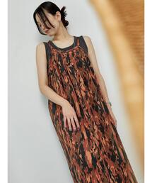 楊柳プリントタックキャミワンピース