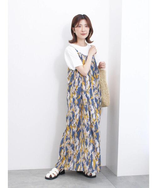 Samansa Mos2 blue（サマンサモスモスブルー）の「楊柳プリントタックキャミワンピース（ワンピース・レディース・ベージュ/ブラック/ネイビー・F）」の21枚目の写真