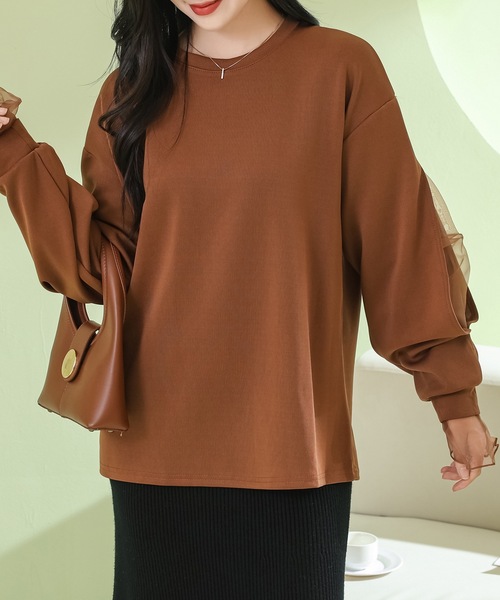 Lace Ladies(レースレディース)の「フェイクレイヤード シアー ドッキング バルーン袖 プルオーバー(Tシャツ/カットソー・レディース・ブラウン/ブラック/ホワイト・FREE)」の19枚目の写真