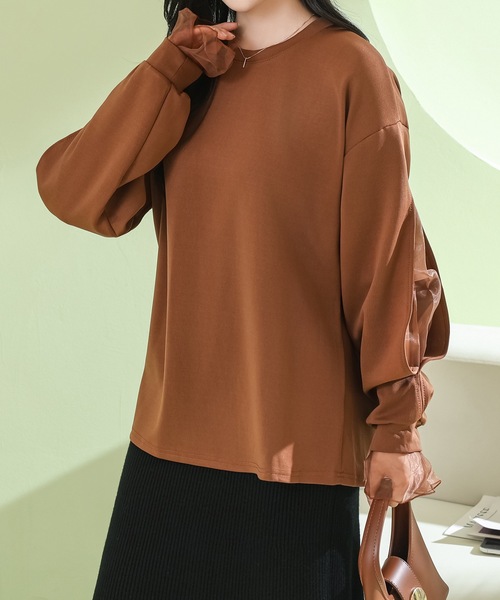 Lace Ladies(レースレディース)の「フェイクレイヤード シアー ドッキング バルーン袖 プルオーバー(Tシャツ/カットソー・レディース・ブラウン/ブラック/ホワイト・FREE)」の4枚目の写真