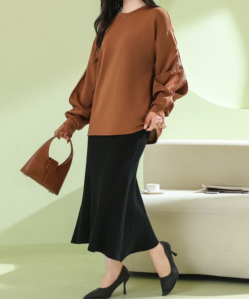 Lace Ladies(レースレディース)の「フェイクレイヤード シアー ドッキング バルーン袖 プルオーバー(Tシャツ/カットソー・レディース・ブラウン/ブラック/ホワイト・FREE)」の5枚目の写真