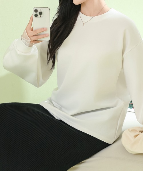 Lace Ladies(レースレディース)の「フェイクレイヤード シアー ドッキング バルーン袖 プルオーバー(Tシャツ/カットソー・レディース・ブラウン/ブラック/ホワイト・FREE)」の7枚目の写真