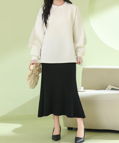 Lace Ladies(レースレディース)の「フェイクレイヤード シアー ドッキング バルーン袖 プルオーバー(Tシャツ/カットソー・レディース・ブラウン/ブラック/ホワイト・FREE)」の8枚目の写真