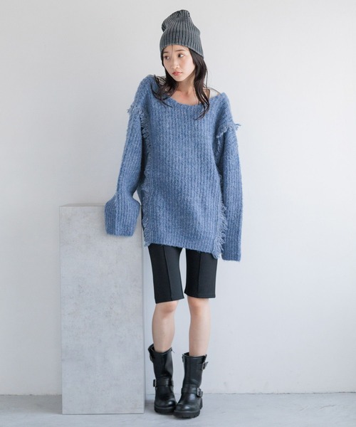 ニット セーター ２ＷＡＹフリンジメランジＬＳ　116690 レディース LOWRYS FARM ニット セーター 2WAYフリンジメランジLS