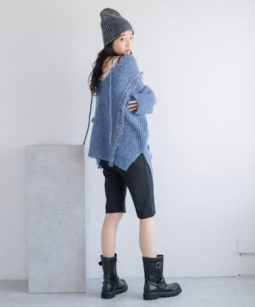 LOWRYS FARM（ローリーズファーム）の「２ＷＡＹフリンジメランジＬＳ　116690（ニット/セーター・レディース・チャコールグレー/ブルー/アイボリー/カーキ/オレンジ・FREE）」の18枚目の写真