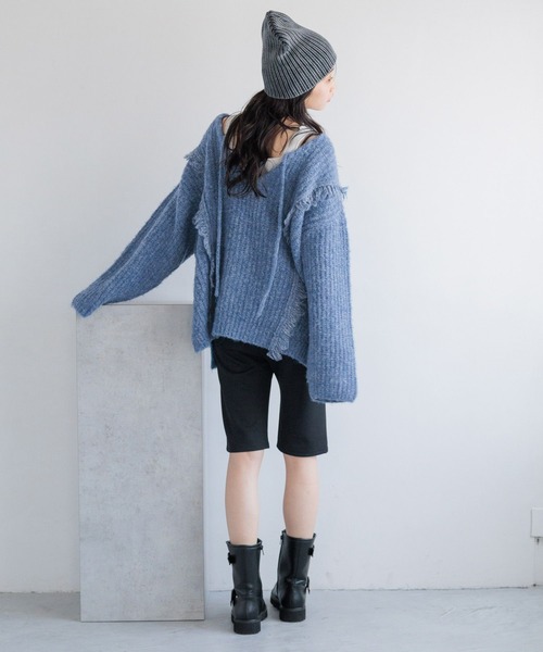 LOWRYS FARM（ローリーズファーム）の「２ＷＡＹフリンジメランジＬＳ　116690（ニット/セーター・レディース・チャコールグレー/ブルー/アイボリー/カーキ/オレンジ・FREE）」の17枚目の写真