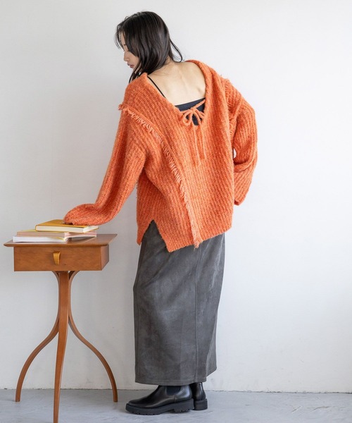 ニット セーター ２ＷＡＹフリンジメランジＬＳ　116690 レディース LOWRYS FARM（ローリーズファーム）の「2WAYフリンジ