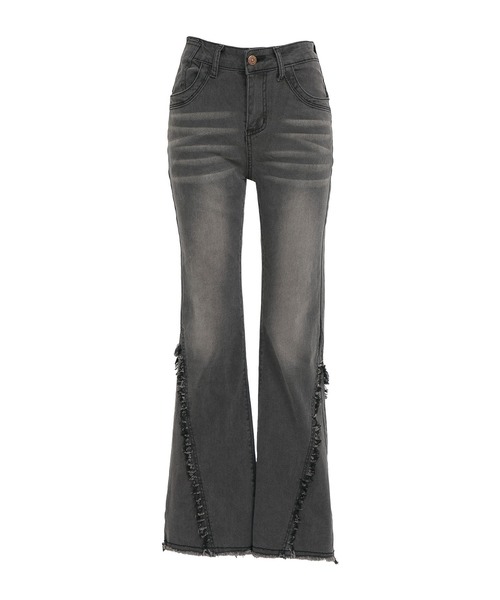 Diable baiser(ディアブルベーゼ)の「脇フリンジフレアデニムパンツ(デニムパンツ・レディース・ブラック・SMALL/MEDIUM/LARGE/X-LARGE/XX-LARGE)」の10枚目の写真