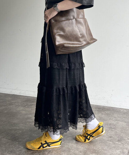 CPCM（シーピーシーエム）の「レースシフォンスカート（スカート・レディース・ブラック/ホワイト・FREE）」の10枚目の写真