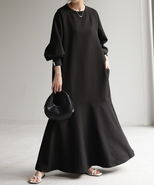 HUG.U（ハグユー）の「パールワンピース（ワンピース・レディース・モカ/ブラック/カーキ/アイボリー・FREE）」の3枚目の写真