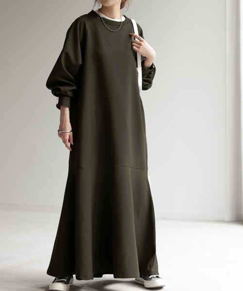 HUG.U（ハグユー）の「パールワンピース（ワンピース・レディース・モカ/ブラック/カーキ/アイボリー・FREE）」の6枚目の写真