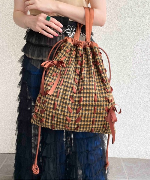 Casselini（キャセリーニ）の「Casselini(キャセリーニ)リボンナップサック（バックパック/リュック・レディース・ブラック/イエロー・FREE）」の15枚目の写真