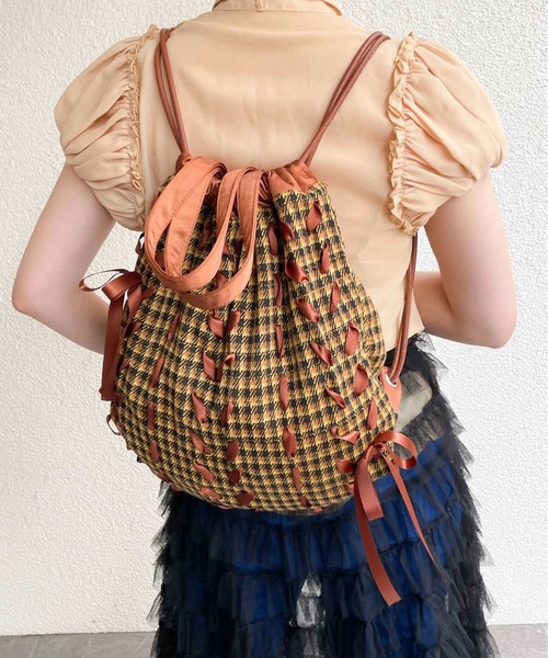 Casselini（キャセリーニ）の「Casselini(キャセリーニ)リボンナップサック（バックパック/リュック・レディース・ブラック/イエロー・FREE）」の16枚目の写真