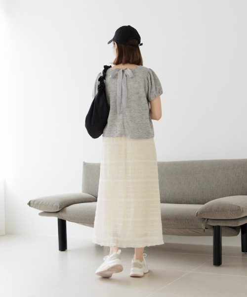 flower(フラワー)の「リボンパフトップ(Tシャツ/カットソー・レディース・ピンク/グレー・FREE)」の8枚目の写真