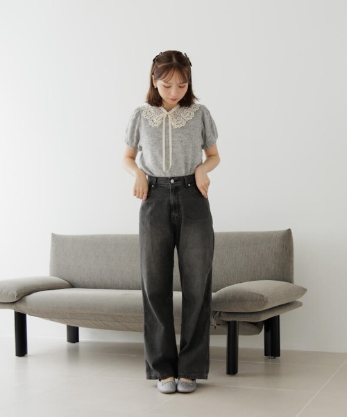 flower(フラワー)の「リボンパフトップ(Tシャツ/カットソー・レディース・ピンク/グレー・FREE)」の4枚目の写真