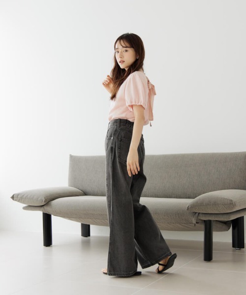 flower(フラワー)の「リボンパフトップ(Tシャツ/カットソー・レディース・ピンク/グレー・FREE)」の22枚目の写真