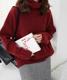 ゆったりタートルネックニット レディース