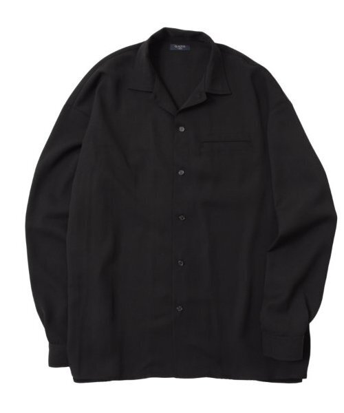 GLAZOS（グラソス）の「【大人向けサイズあり】【セットアップ対応】トロトロ・オープンカラーシャツ（シャツ/ブラウス・キッズ・ブラック/ライトグレー・S/M/L/LL）」の2枚目の写真