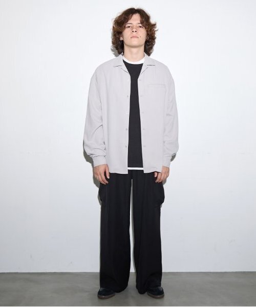 GLAZOS（グラソス）の「【大人向けサイズあり】【セットアップ対応】トロトロ・オープンカラーシャツ（シャツ/ブラウス・キッズ・ブラック/ライトグレー・S/M/L/LL）」の11枚目の写真