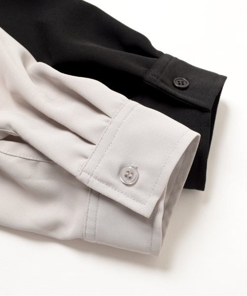 GLAZOS（グラソス）の「【大人向けサイズあり】【セットアップ対応】トロトロ・オープンカラーシャツ（シャツ/ブラウス・キッズ・ブラック/ライトグレー・S/M/L/LL）」の4枚目の写真