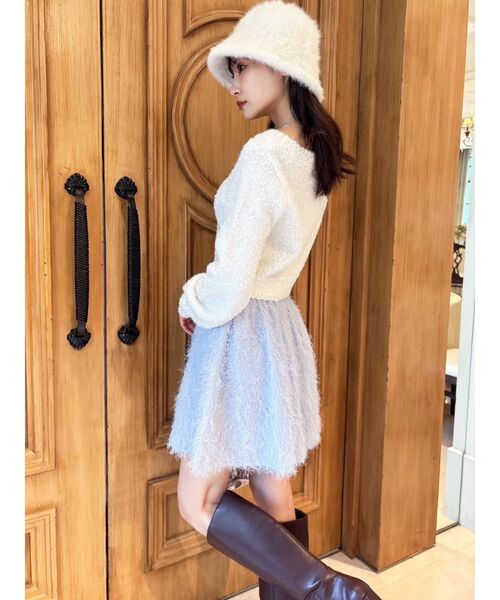 RESEXXY（リゼクシー）の「シャギーミニスカート（スカート・レディース・アイボリー/ブラック/ラベンダー・FREE）」の4枚目の写真