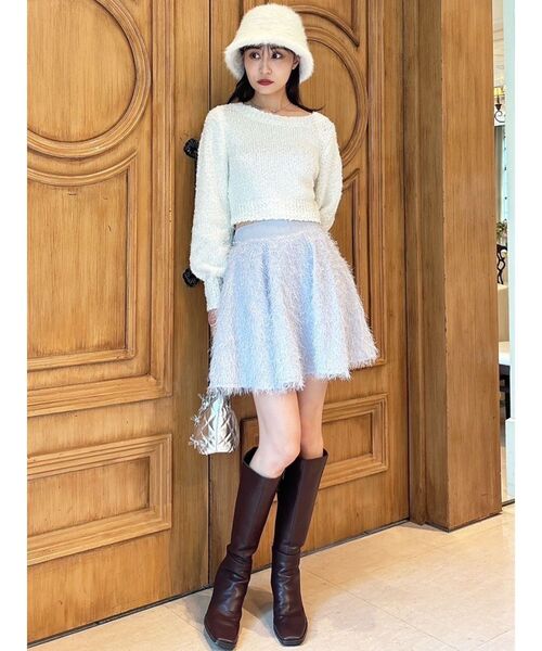 RESEXXY（リゼクシー）の「シャギーミニスカート（スカート・レディース・アイボリー/ブラック/ラベンダー・FREE）」の6枚目の写真