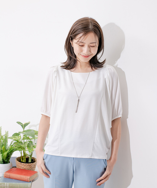 Jayro（ジャイロ）の「タックスリーブパフプルオーバー（Tシャツ/カットソー・レディース・ホワイト系その他/ピンク/パープル/ブラック・M）」の2枚目の写真