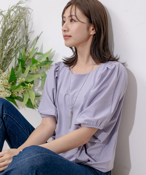 Jayro（ジャイロ）の「タックスリーブパフプルオーバー（Tシャツ/カットソー・レディース・ホワイト系その他/ピンク/パープル/ブラック・M）」の4枚目の写真