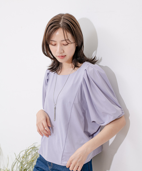 Jayro（ジャイロ）の「タックスリーブパフプルオーバー（Tシャツ/カットソー・レディース・ホワイト系その他/ピンク/パープル/ブラック・M）」の6枚目の写真