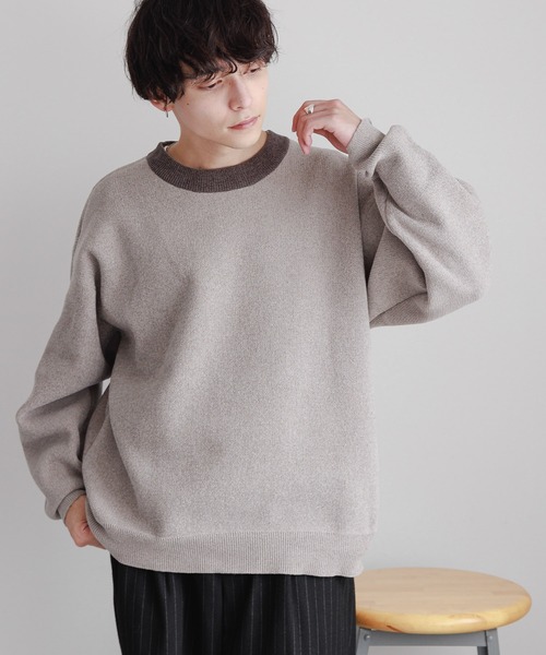 RAGEBLUE（レイジブルー）の「Reversible high gauge crew neck chenille knit/リバーシブル/ハイゲージクルーネックモールニット（ニット/セーター・メンズ・ダークグレー/オフホワイト/ベージュ/ネイビー・SMALL/MEDIUM/LARGE）」の3枚目の写真