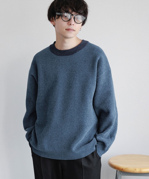 RAGEBLUE（レイジブルー）の「Reversible high gauge crew neck chenille knit/リバーシブル/ハイゲージクルーネックモールニット（ニット/セーター・メンズ・ダークグレー/オフホワイト/ベージュ/ネイビー・SMALL/MEDIUM/LARGE）」の4枚目の写真