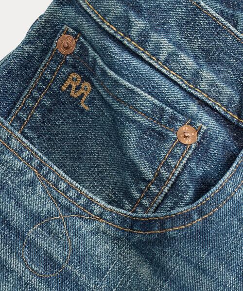 RRL（ダブル アール エル）の「スリム ブーツ サットン リペアード セルビッジ ジーンズ（デニムパンツ・メンズ・ブルー・28/30/29/30/30/30/30/32/31/30/31/32/32/30/32/32/33/32/34/32/36/32/38/32/40/32）」の5枚目の写真