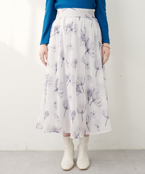 natural couture(ナチュラルクチュール)の「長さ変えれるシアー大花フラワースカート(スカート・レディース・マスタード/イエロー系その他/オフホワイト・FREE)」の15枚目の写真