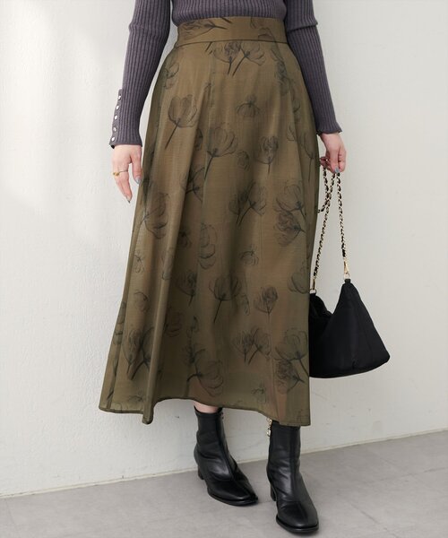 natural couture(ナチュラルクチュール)の「長さ変えれるシアー大花フラワースカート(スカート・レディース・マスタード/イエロー系その他/オフホワイト・FREE)」の18枚目の写真