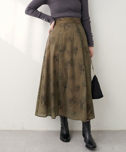 natural couture(ナチュラルクチュール)の「長さ変えれるシアー大花フラワースカート(スカート・レディース・マスタード/イエロー系その他/オフホワイト・FREE)」の19枚目の写真