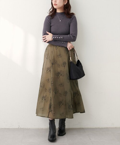 natural couture(ナチュラルクチュール)の「長さ変えれるシアー大花フラワースカート(スカート・レディース・マスタード/イエロー系その他/オフホワイト・FREE)」の20枚目の写真