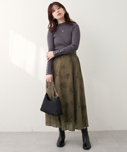 natural couture(ナチュラルクチュール)の「長さ変えれるシアー大花フラワースカート(スカート・レディース・マスタード/イエロー系その他/オフホワイト・FREE)」の21枚目の写真