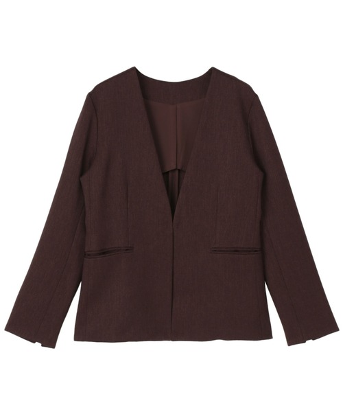 TOKYO SHIRTS(トウキョウシャツ)の「レディースノーカラー長袖ジャケット ウーリッシュ素材(ノーカラージャケット・レディース・ネイビー/ブラウン・L/M/LL)」の1枚目の写真