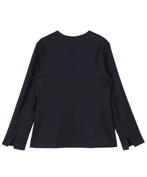 TOKYO SHIRTS(トウキョウシャツ)の「レディースノーカラー長袖ジャケット ウーリッシュ素材(ノーカラージャケット・レディース・ネイビー/ブラウン・L/M/LL)」の7枚目の写真