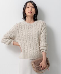 【洗える】ルレックスケーブル スパンコール ラメニット