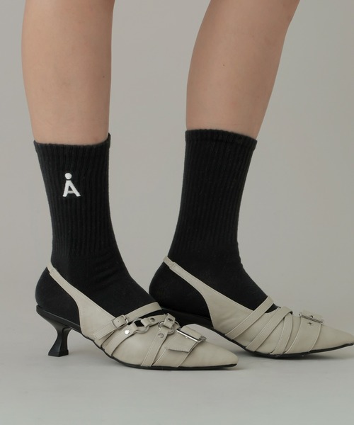 ALAND(エーランド)の「【UNISEX】ALAND/AロゴSOX(ソックス/靴下・レディース・ブラック/ホワイト・SMALL/LARGE)」の1枚目の写真