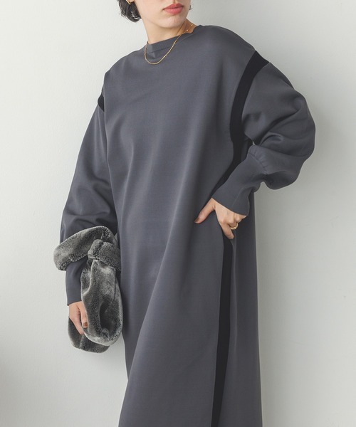 hunch（ハンチ）の「前後2WAY スウェットライクワンピース（ワンピース・レディース・ベージュ系その他/グレー系その他/チャコールグレー×ブラック・FREE）」の3枚目の写真