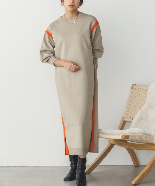 hunch（ハンチ）の「前後2WAY スウェットライクワンピース（ワンピース・レディース・ベージュ系その他/グレー系その他/チャコールグレー×ブラック・FREE）」の6枚目の写真