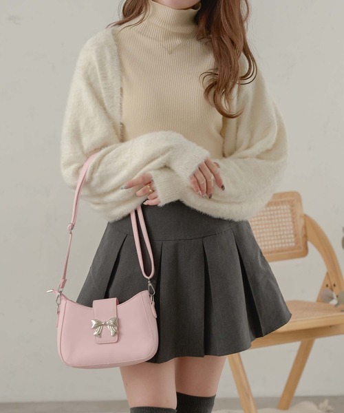 Ambre Neige（アンブルネージュ）の「ribbon shoulder bag / リボンショルダーバッグ（ショルダーバッグ・レディース・ブラック/オフホワイト/ピンク・FREE）」の15枚目の写真