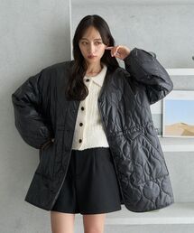 earth music&ecology | キルティングハーフコート(ノーカラージャケット)