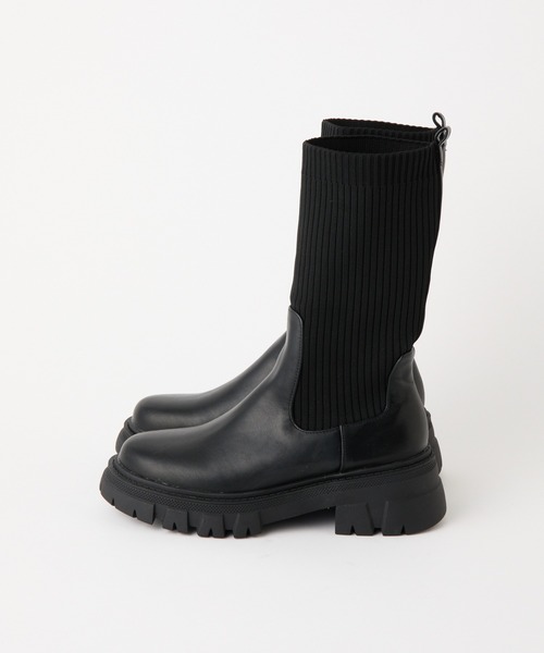 COLONY 2139（コロニートゥーワンスリーナイン）の「ニットミドルブーツ（ブーツ・レディース・ブラック/アイボリー・LARGE/MEDIUM）」の8枚目の写真