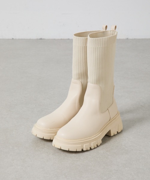 COLONY 2139（コロニートゥーワンスリーナイン）の「ニットミドルブーツ（ブーツ・レディース・ブラック/アイボリー・LARGE/MEDIUM）」の14枚目の写真