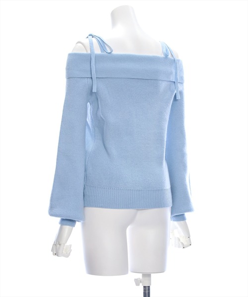 clear（クリア）の「ダブルジップオフショルリボン付きニットトップス [肌見せ スタイルアップ]≪再入荷≫（ニット/セーター・レディース・サックスブルー/アイボリー/グレー/ブラック・F）」の14枚目の写真
